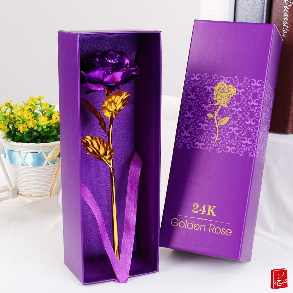 24k Purple Rose Flower