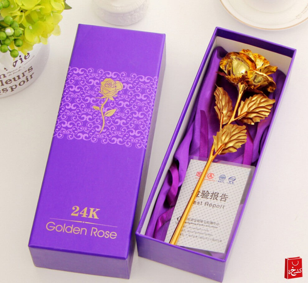 24k Gold Rose Flower Valentine's Gift - Gold Color