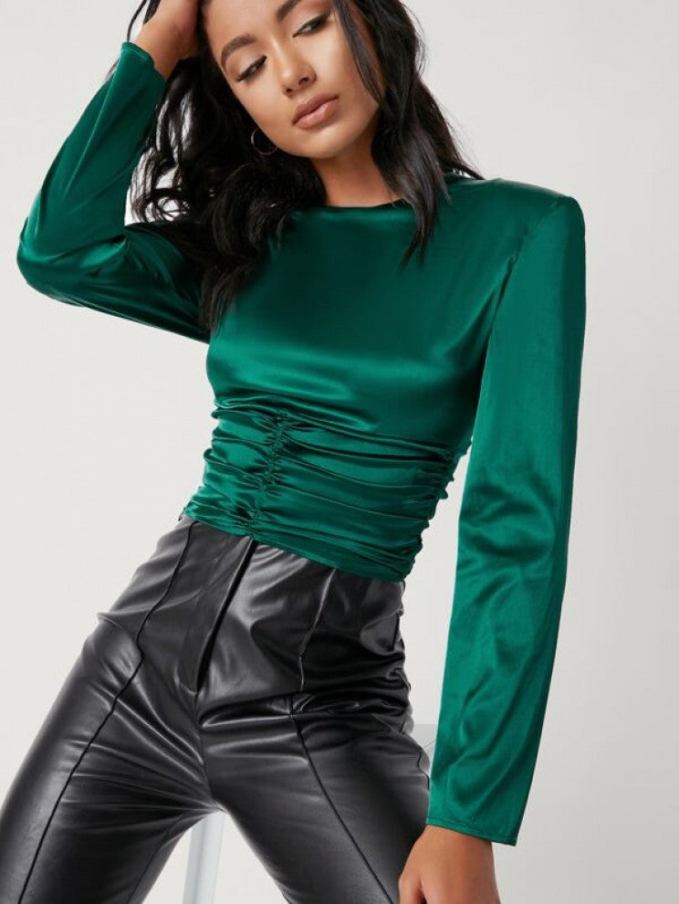 SHEIN Ruched Satin Top
