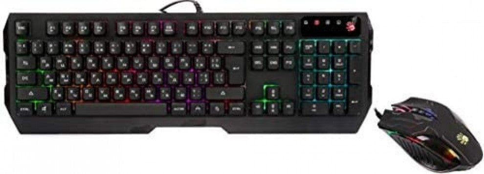 Bloody Q1300 Wired Combo Set with Neon Light Effect - Black