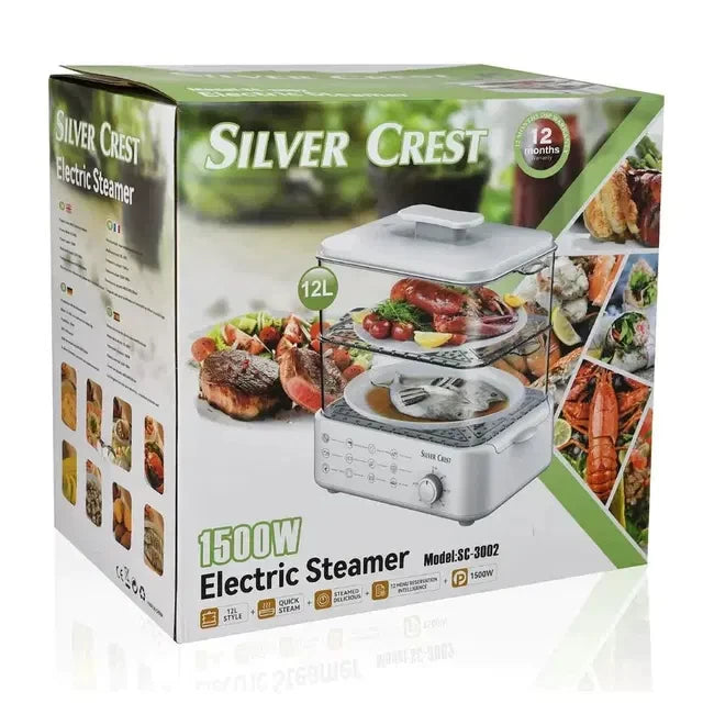 Silver Crest 12L Electric Steamer 1500W – Healthy and Quick Cooking