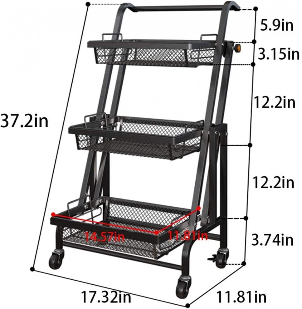 3-tier adjustable tool cart