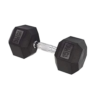 Weight Lifting Black Rubber Hex Dumbbell