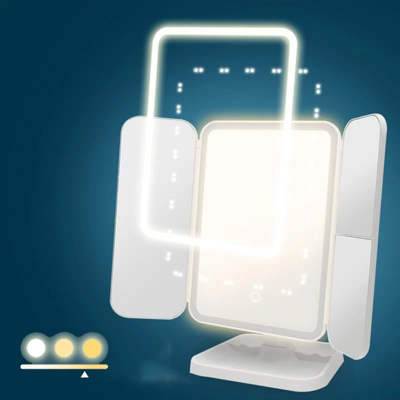 Three-Sided Folding Makeup Mirror Desktop