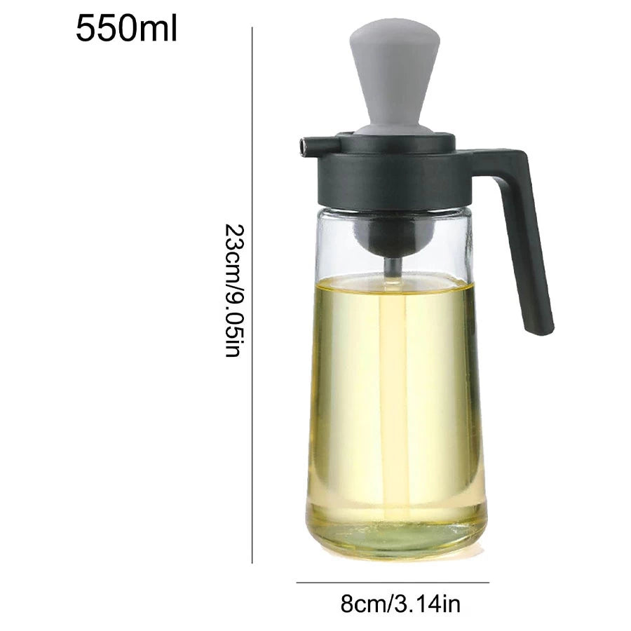 2-in-1 Glass Oil Bottle with Silicone Brush – Oil Dispenser for Cooking & Baking 550ML