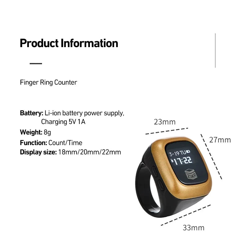 Tasbih Digital Tasbih Smart Ring Bluetooth Ring Vibration Reminder