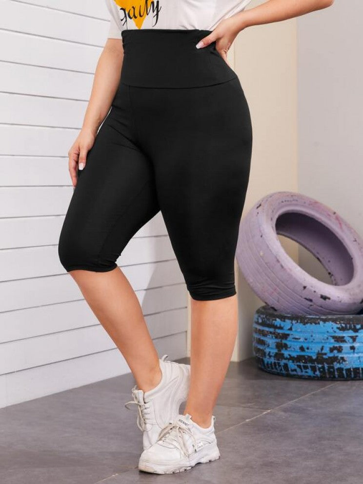 SHEIN Plus Wide Waistband Biker Shorts