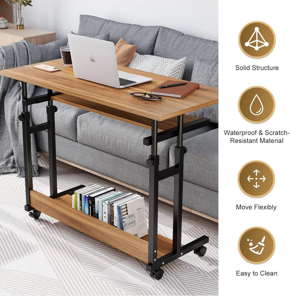 Adjustable Laptop Table Desk with Wheels Study/Work