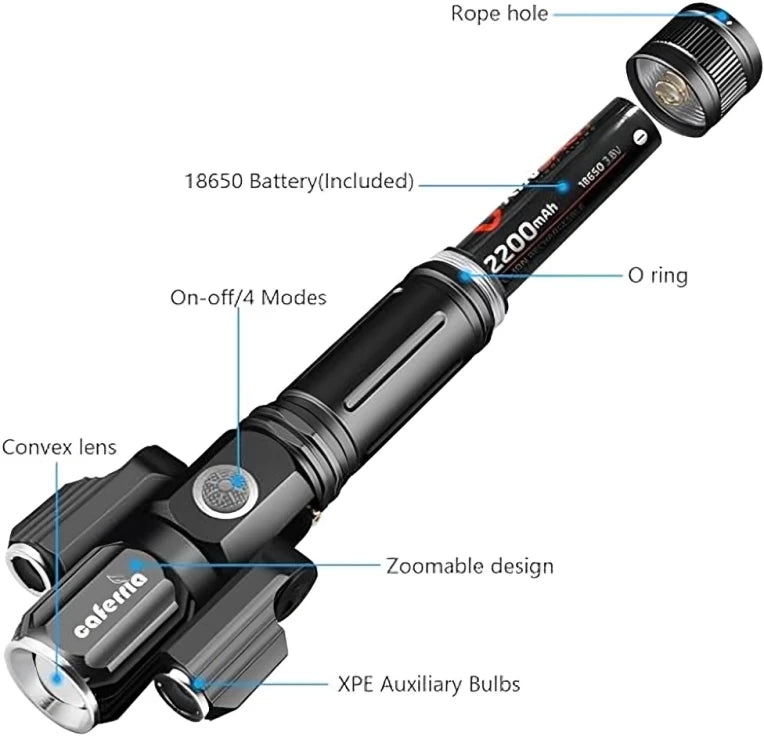 Tactical Flashlight 1000 Lumens Electric Torch