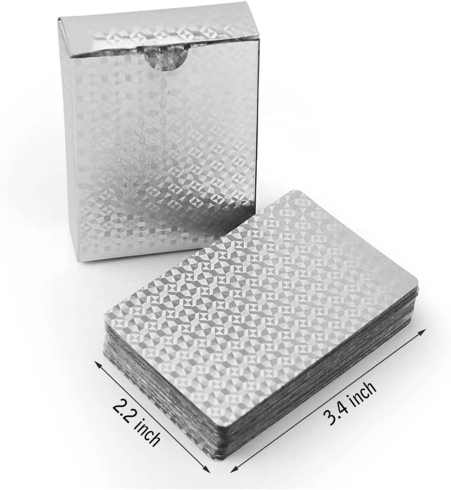 2Psc Silver Deck of Cards, Playing Cards, Waterproof