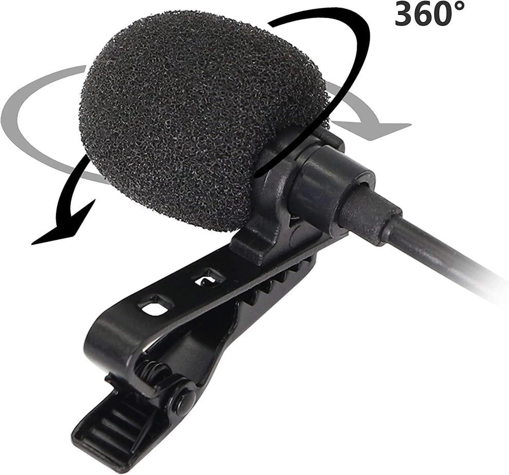 USB C Microphone With Clip & 3.5mm Port - Black, Superb Sound for Audio and Video Recording
