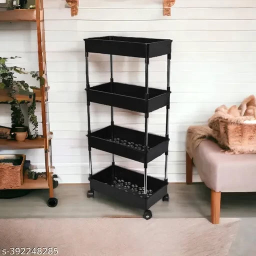 4-Tier Kitchen Trolley Fruit & Vegetable Basket Storage Rack-91cm