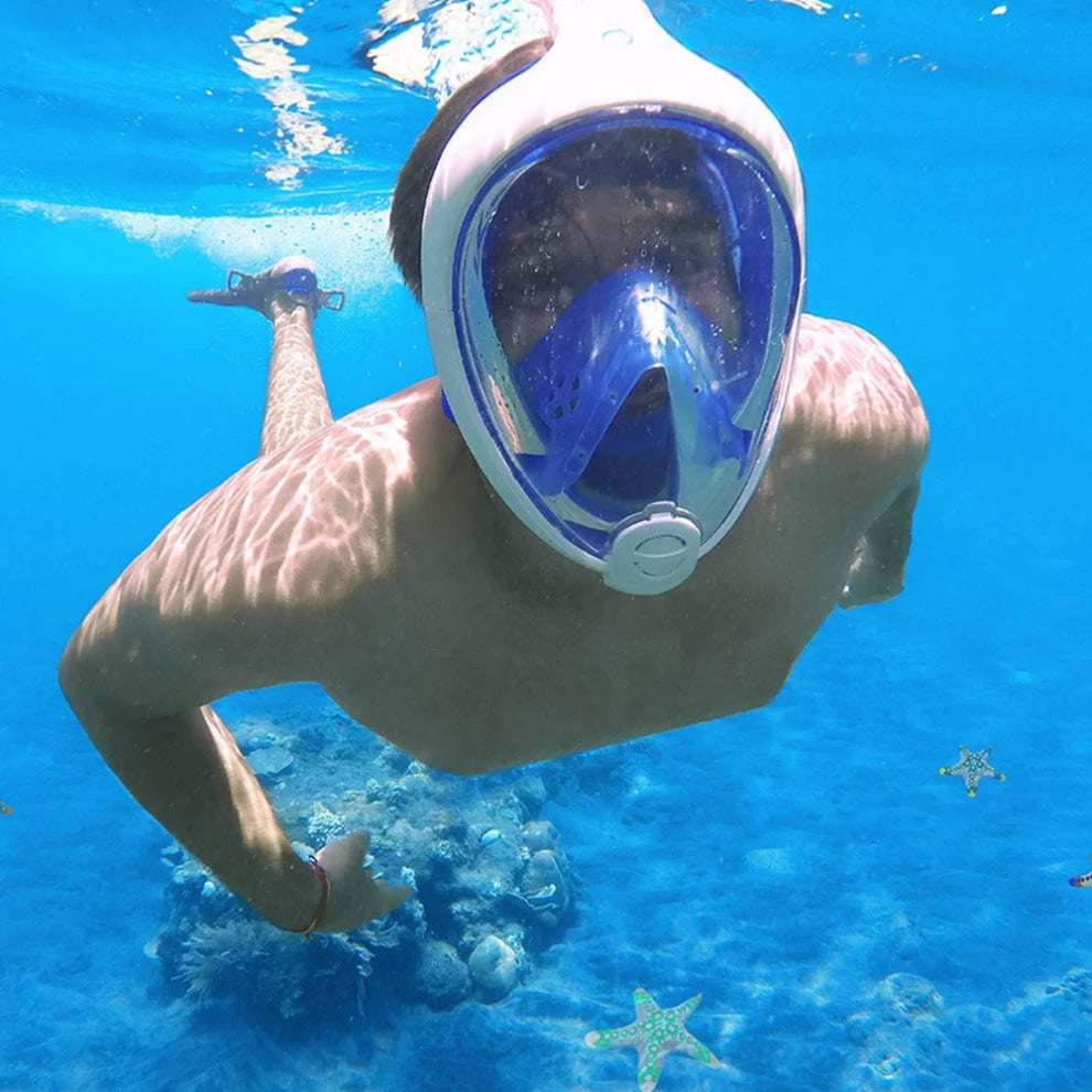 180° viewing Full Face Snorkeling Mask, Panoramic View with Camera Mount