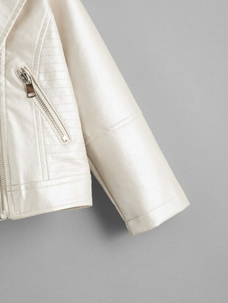Toddler Girls PU Zip Detail Moto Jacket