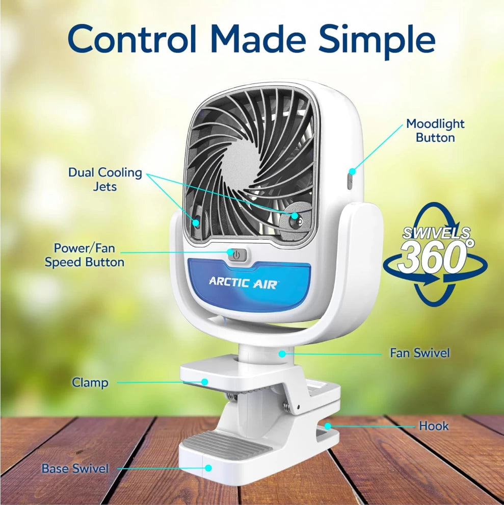 Arctic Air Grip Go – Cordless Portable Clamp-On Air Cooler