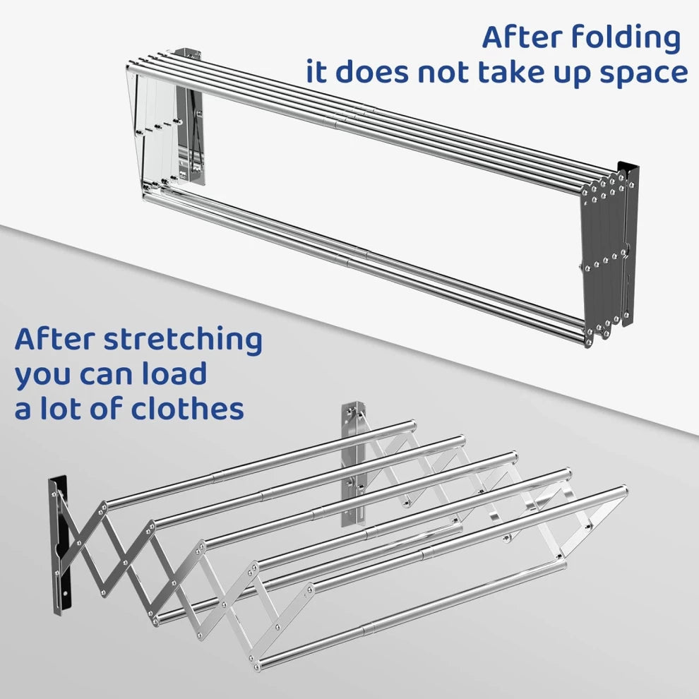 wall mounted folding clothes drying rack 100cm