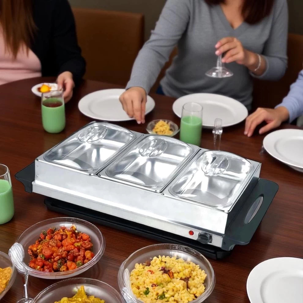 Sumo Electric Buffet Food Warmer Tray With 3 Compartments -300W