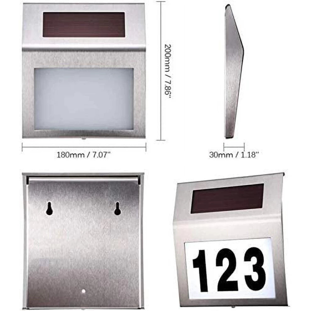 Solar LED House Address Number Light Waterproof Wall Sign -20x18cm