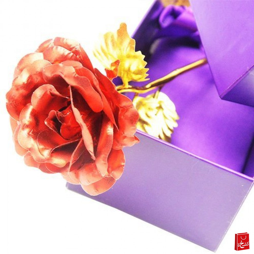 24k Gold Rose Flower Valentine's Gift - Red