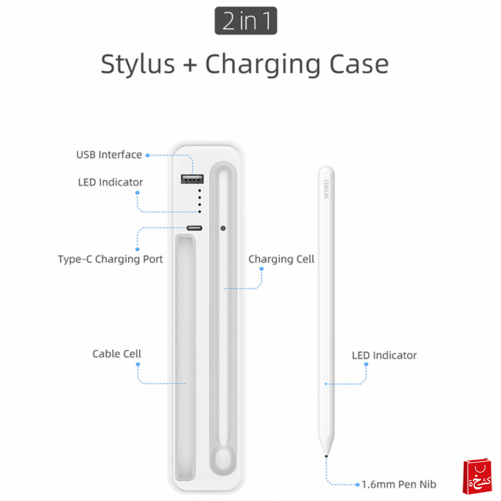 Wiwu 2In1 Stylus Pen + Wireless Charging Case Built-In 3000Mah Battery
