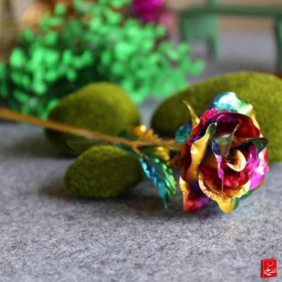 24k Gold Rose Flower Valentine's Gift - Rainbow Color