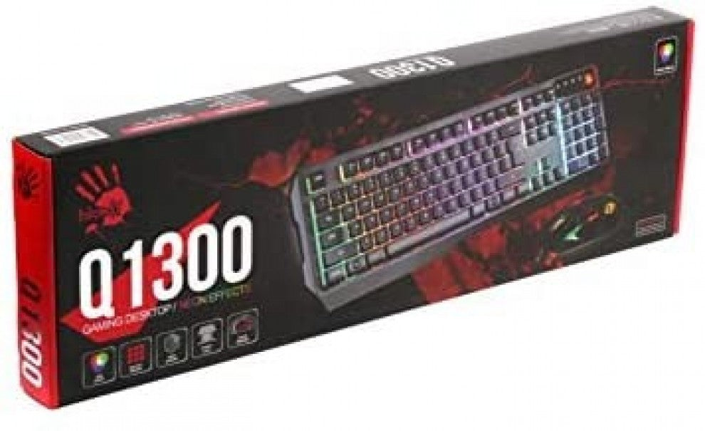 Bloody Q1300 Wired Combo Set with Neon Light Effect - Black
