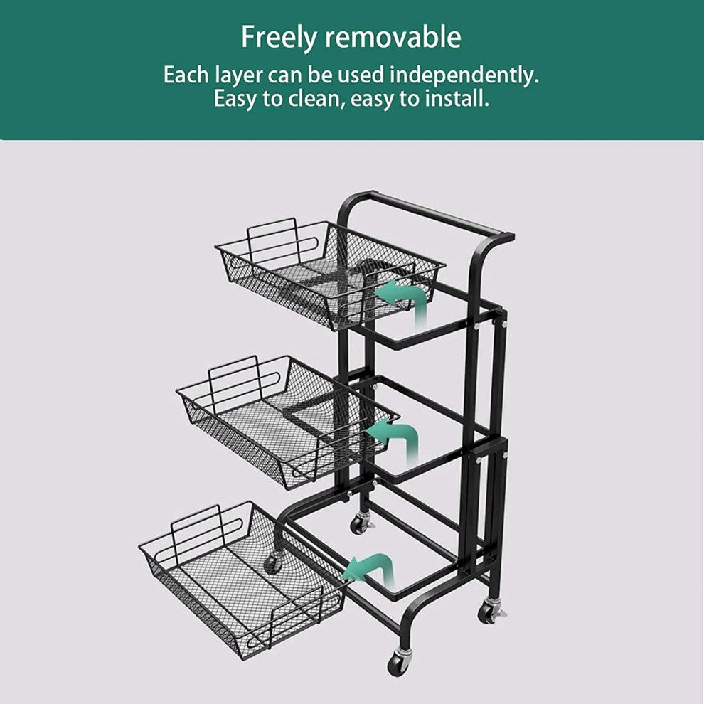 3-tier adjustable tool cart