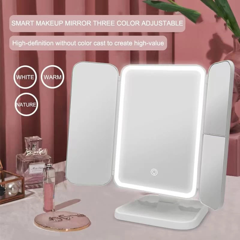Three-Sided Folding Makeup Mirror Desktop
