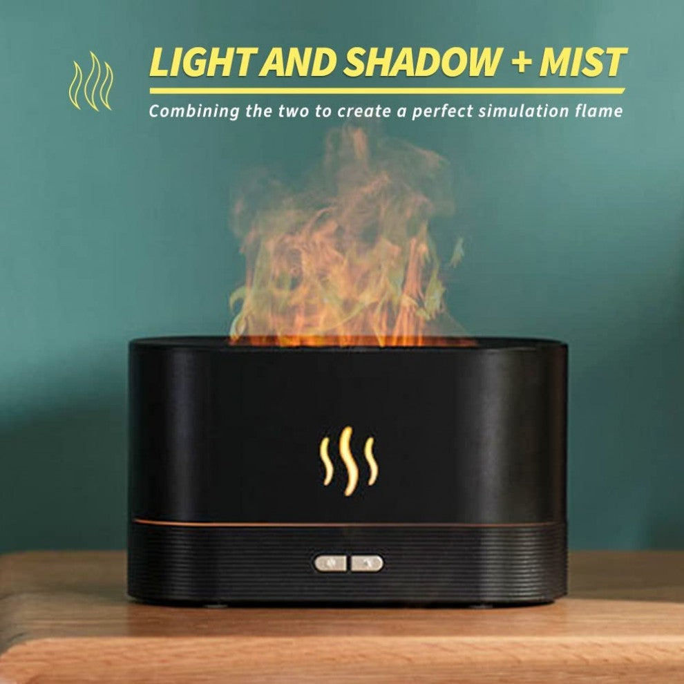 180ml Air Humidifier Essential Oil Diffuser Lamp With Simulated Flame Light Effect