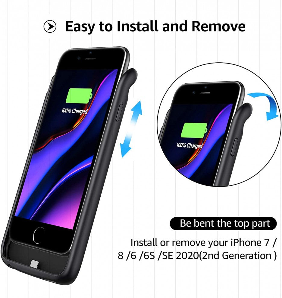 Battery Case For iPhone 6/6s/7/8/SE2 black (3200mah)