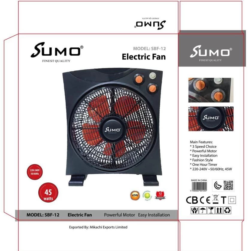 Sumo Fan With 3 Speed & Timer 12 45W – Electric