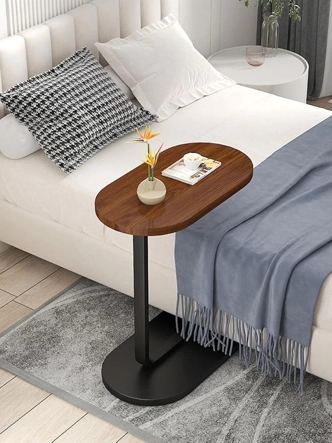 Chic C-Shaped Wooden Side Tabl