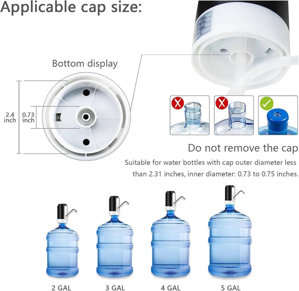 Water Bottle Pump – USB Charging Automatic Dispenser (Black)