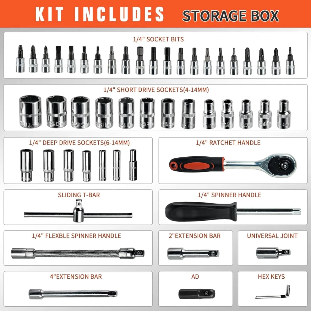 Socket Wrench Set Durable & Versatile Hand Tool Kit 53-Piece