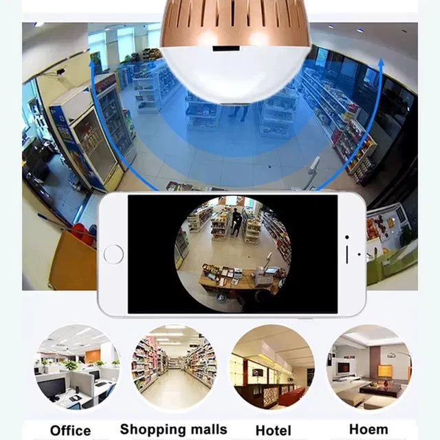 WiFi Light Bulb Security Camera 360° Fisheye View -2MP