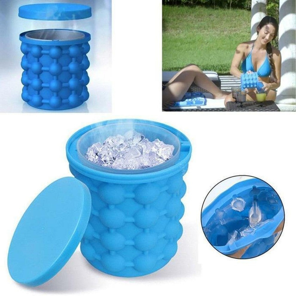 Silicone Ice Bucket Mold With Lid Large Space Saving Cube Maker