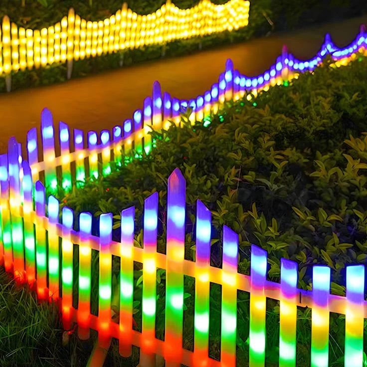 Wave-Shaped Solar LED Lighted Garden Fence – Stylish Outdoor Illumination