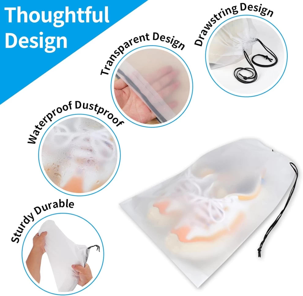 Frosted Shoe Bags for Travel – Waterproof Drawstring Packing Bags 40cm