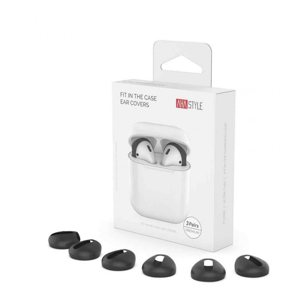 AhaStyle Fit in the Case Ear Covers for Airpods (3Pairs) - Black and White