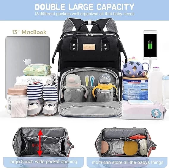 Baby travel Kids cot 3 in 1 Diaper Bag with Changing Bed mom