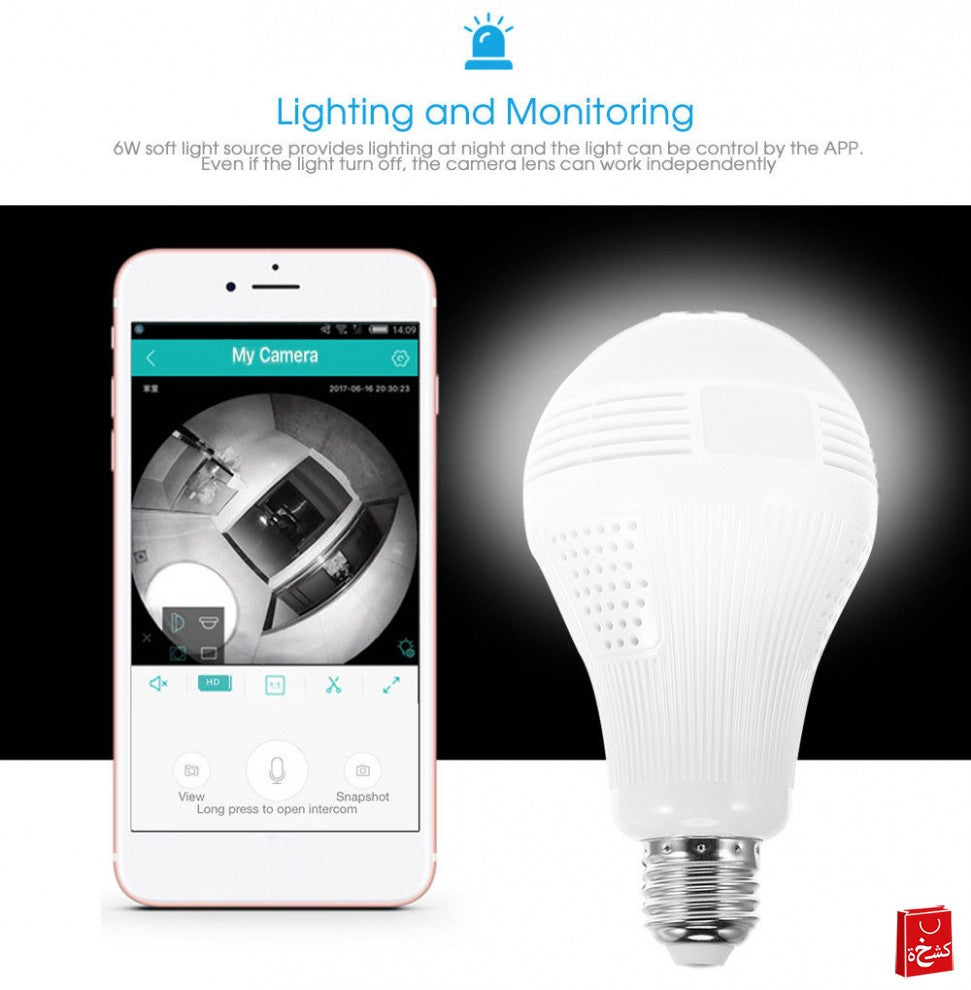180-Degree 4G WiFi Bulb Camera with LED Light