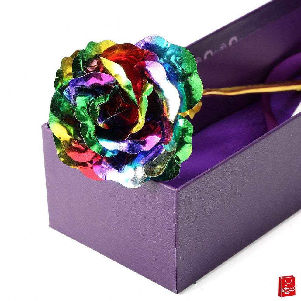 24k Gold Rose Flower Valentine's Gift - Rainbow Color