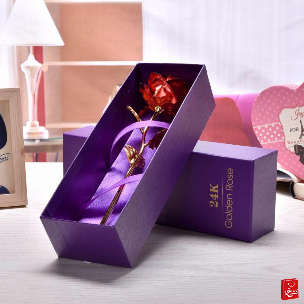 24k Gold Rose Flower Valentine's Gift - Red