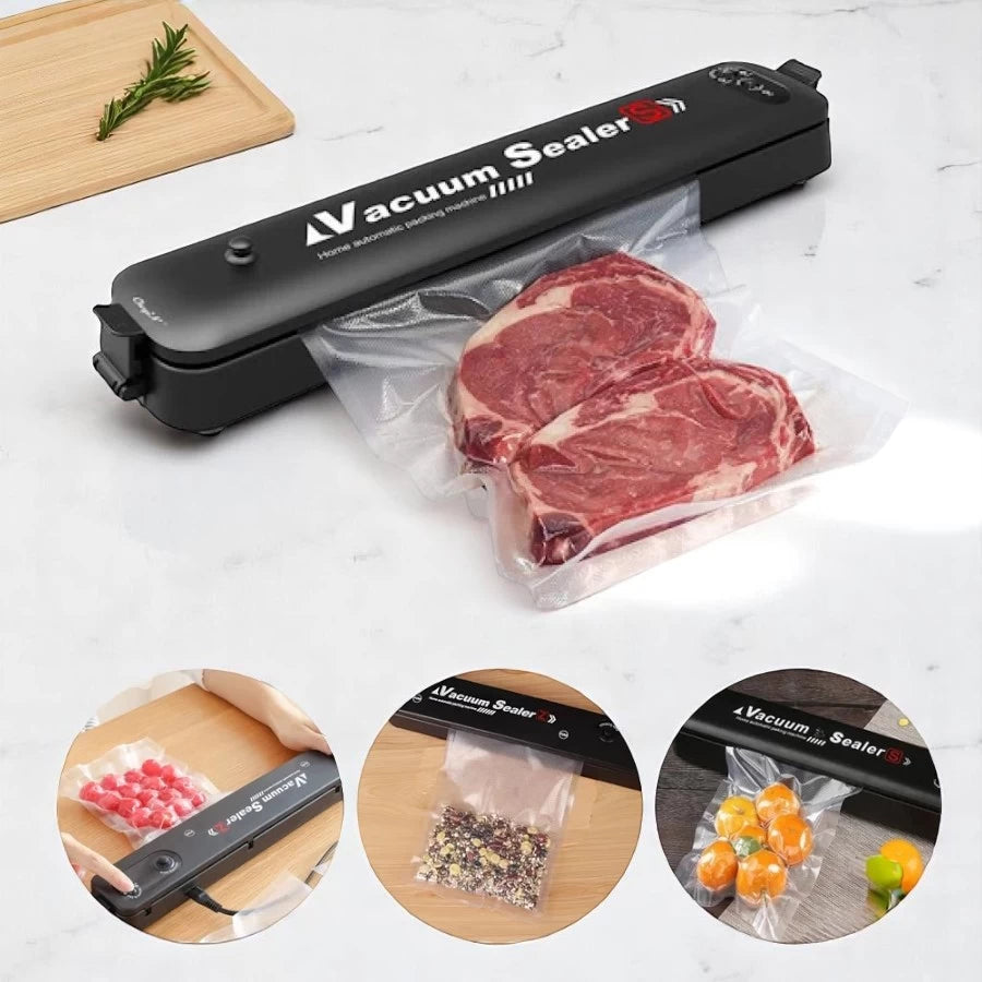 Vacuum Sealer Machine Automatic Air Sealing with 10 bags for Food-Black