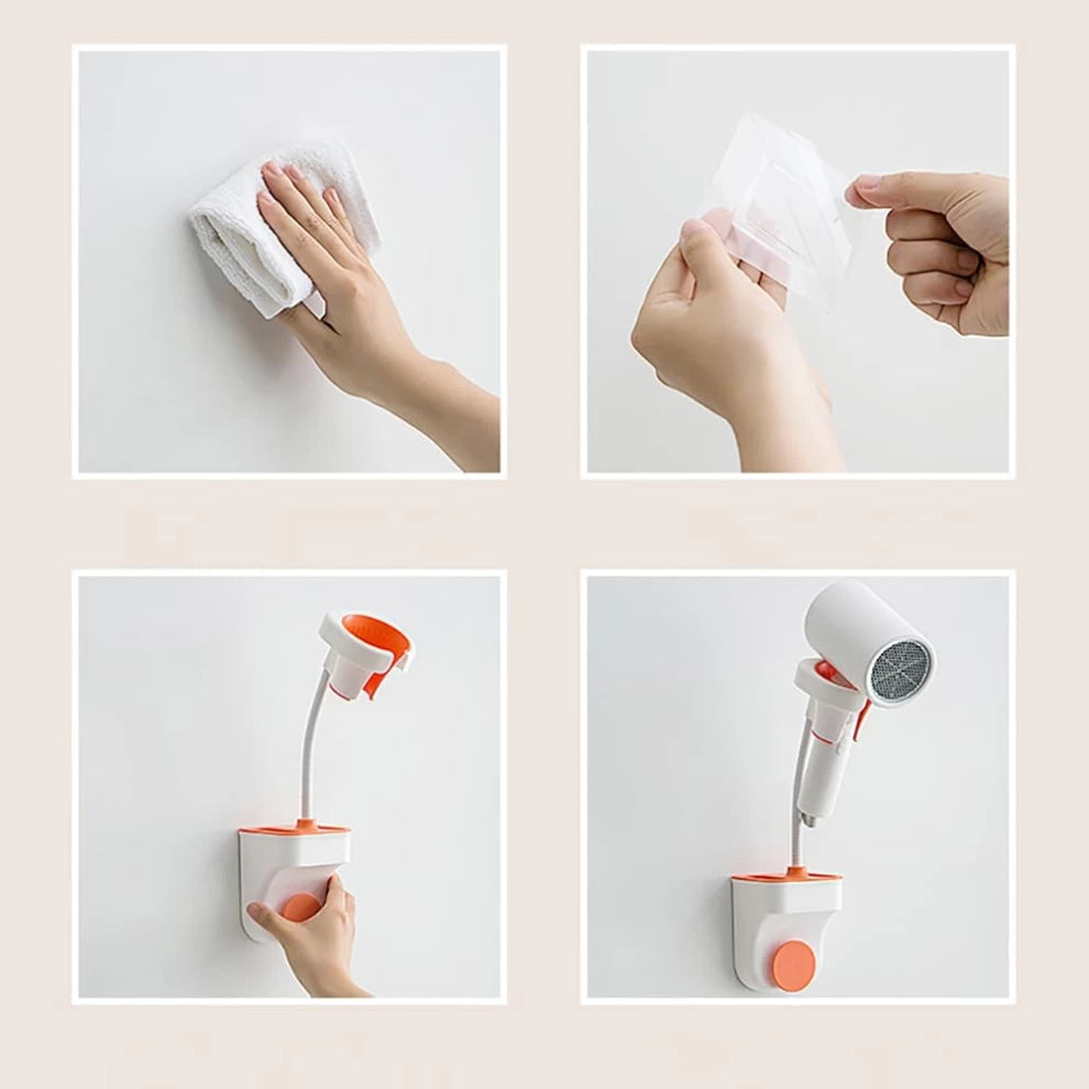 Adjustable Hair Dryer Holder – Hands-Free Stand with 360° Rotation & Positionable Arm