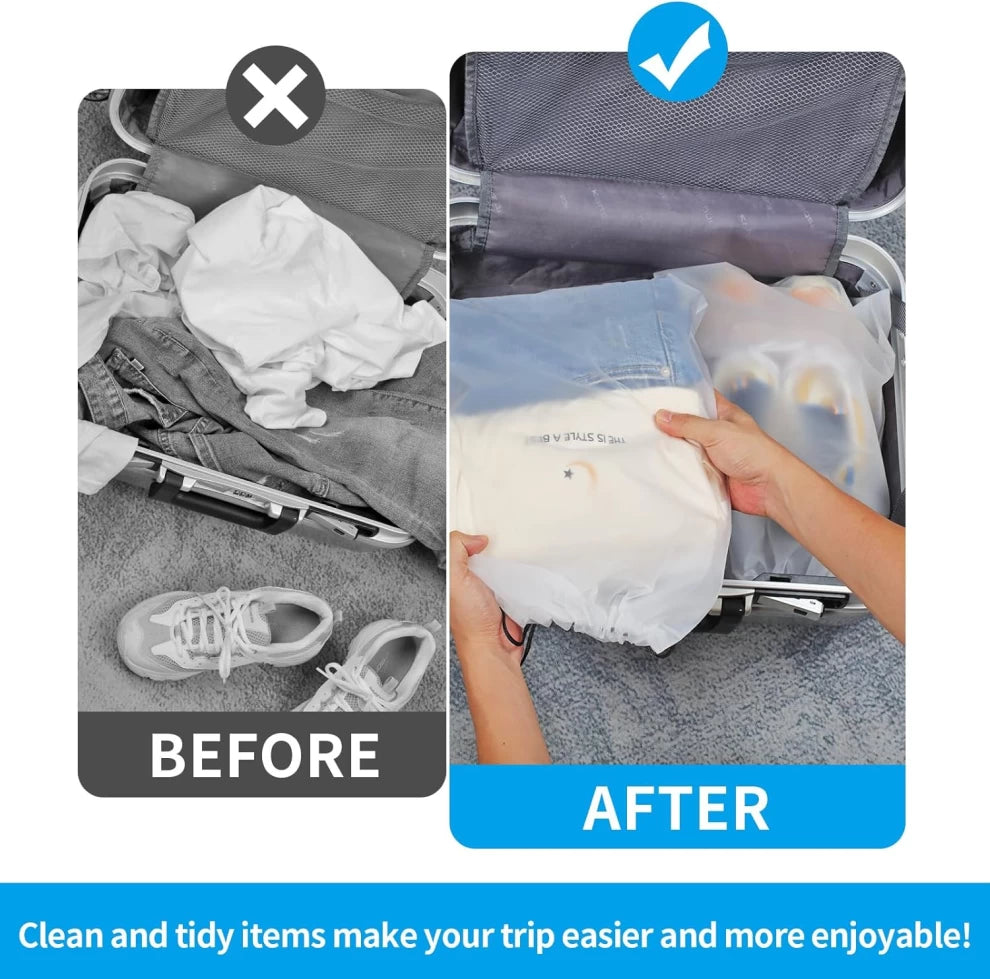 Frosted Shoe Bags for Travel – Waterproof Drawstring Packing Bags 40cm