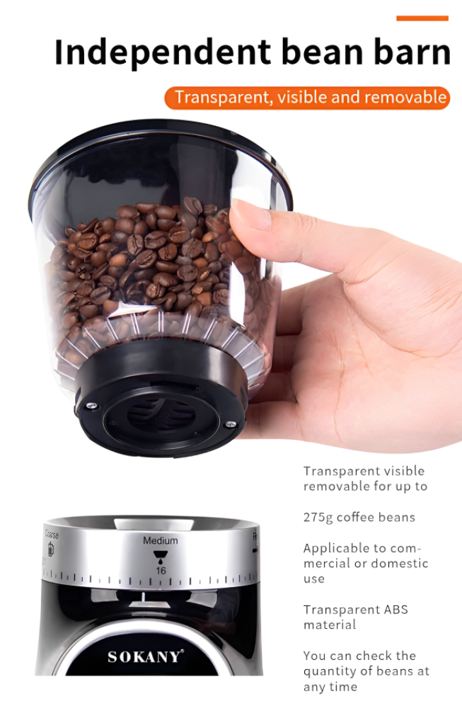 Sokany Digital Coffee grinder - 31 Precise Coffee Bean Grinding Setting