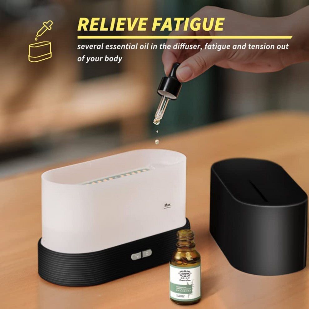 180ml Air Humidifier Essential Oil Diffuser Lamp With Simulated Flame Light Effect