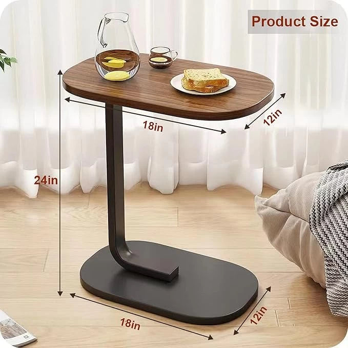 Chic C-Shaped Wooden Side Tabl