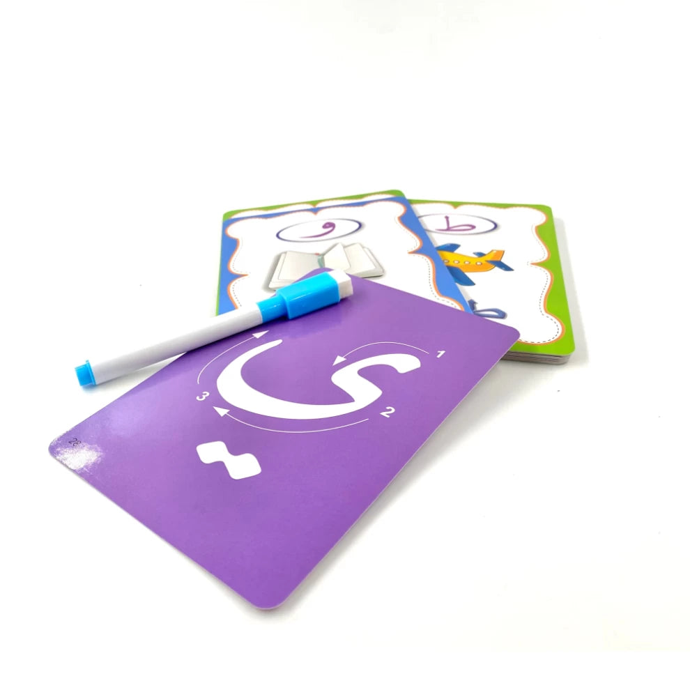 Arabic Alphabet Cards are designed to teach your child in the early stages to write Arabic letters